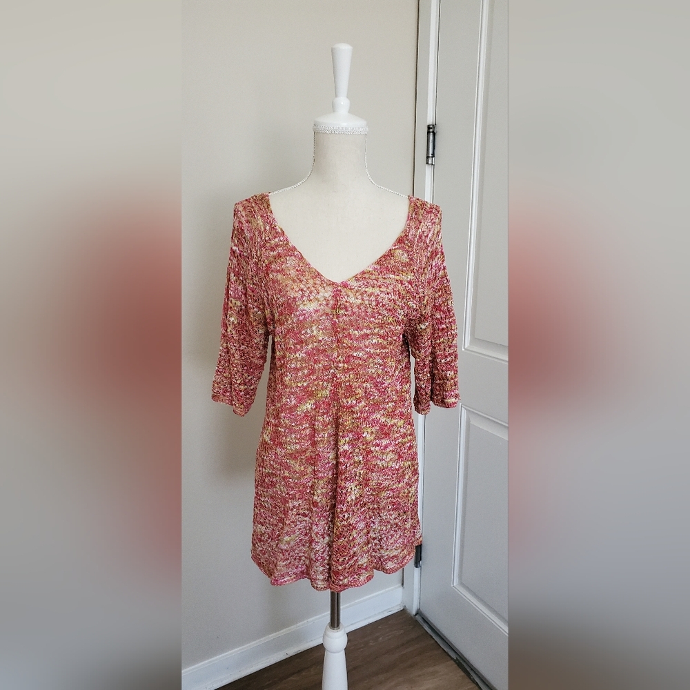 Dressbarn Pink and Cream Knit Top